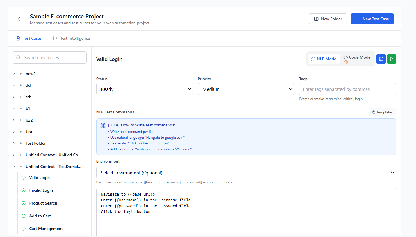 Natural Language Test Creation